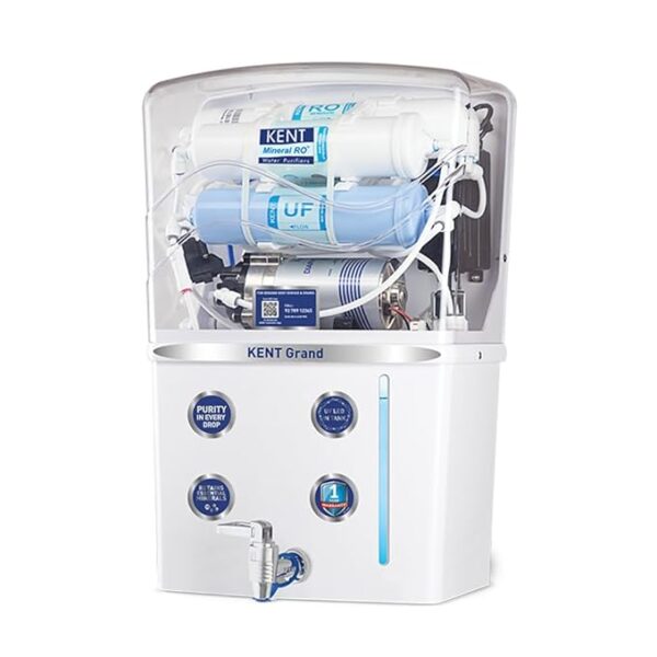 KENT Grand RO Water Purifier | Advanced RO Tech for Sabse Shudh Paani | RO+UF+TDS Control + UV LED Tank | 8L | 20LPH Flow