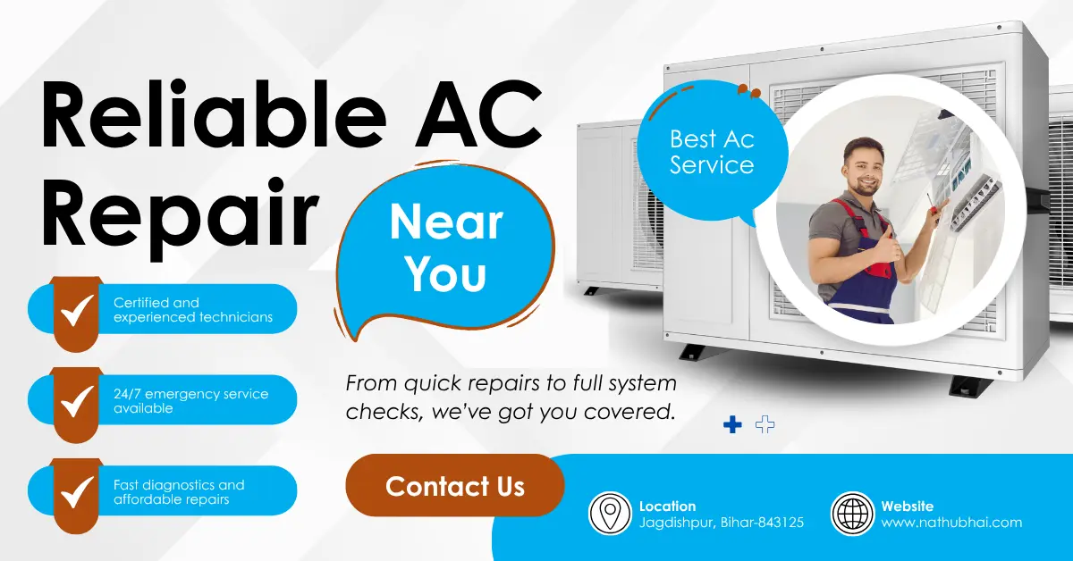 Blue and White Modern AC Repair Services Facebook Ad
